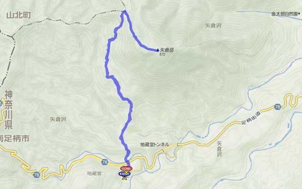  矢倉岳コースルート map