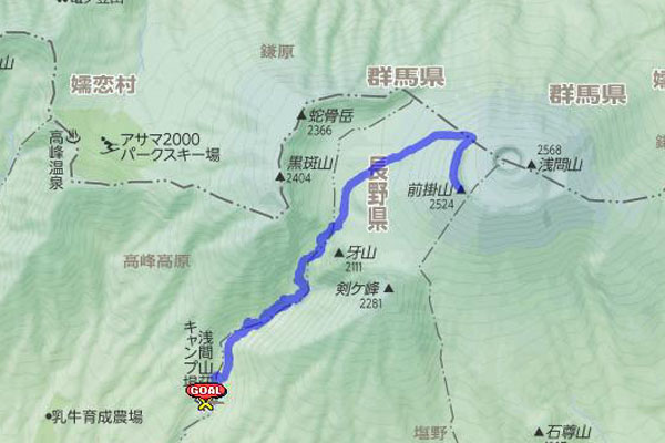 浅間山 map