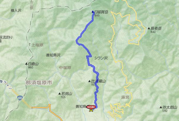日留賀岳 ルートmap
