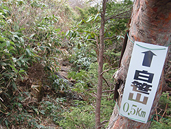 白笹山0.5kmの標識