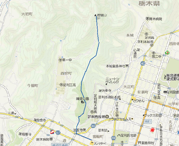 両崖山(足利市)Map