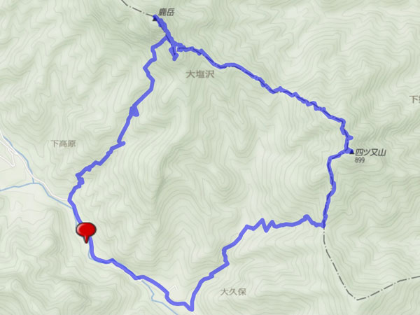  四ッ又山・鹿岳コースルート map